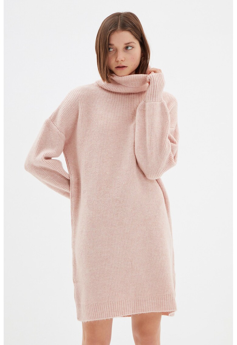 Rochie-pulover lejera cu guler inalt fashiondays imagine noua