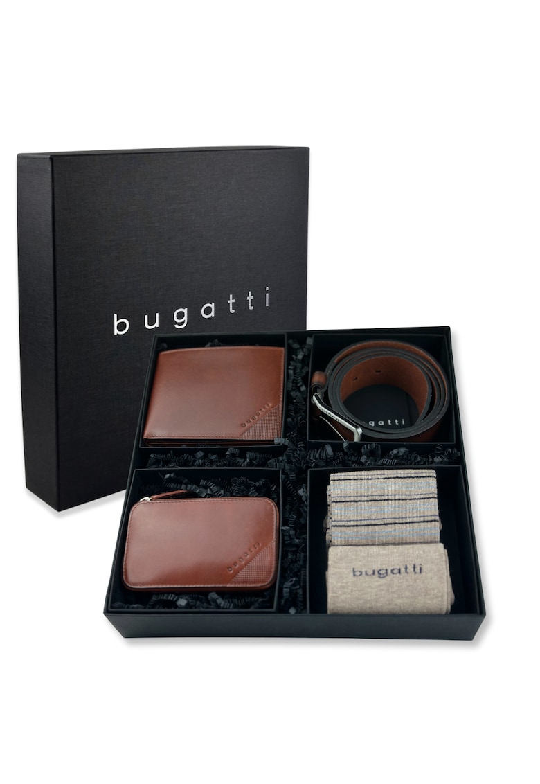 Set cadou de lux pentru barbati - 42127753 - sosete - portofel - portchei - curea piele naturala