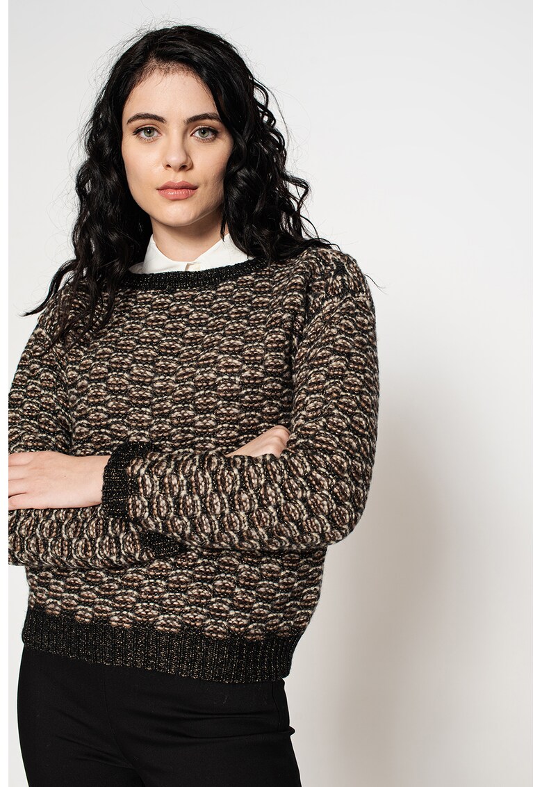 Pulover tricotat din amestec de lana Caractere imagine noua