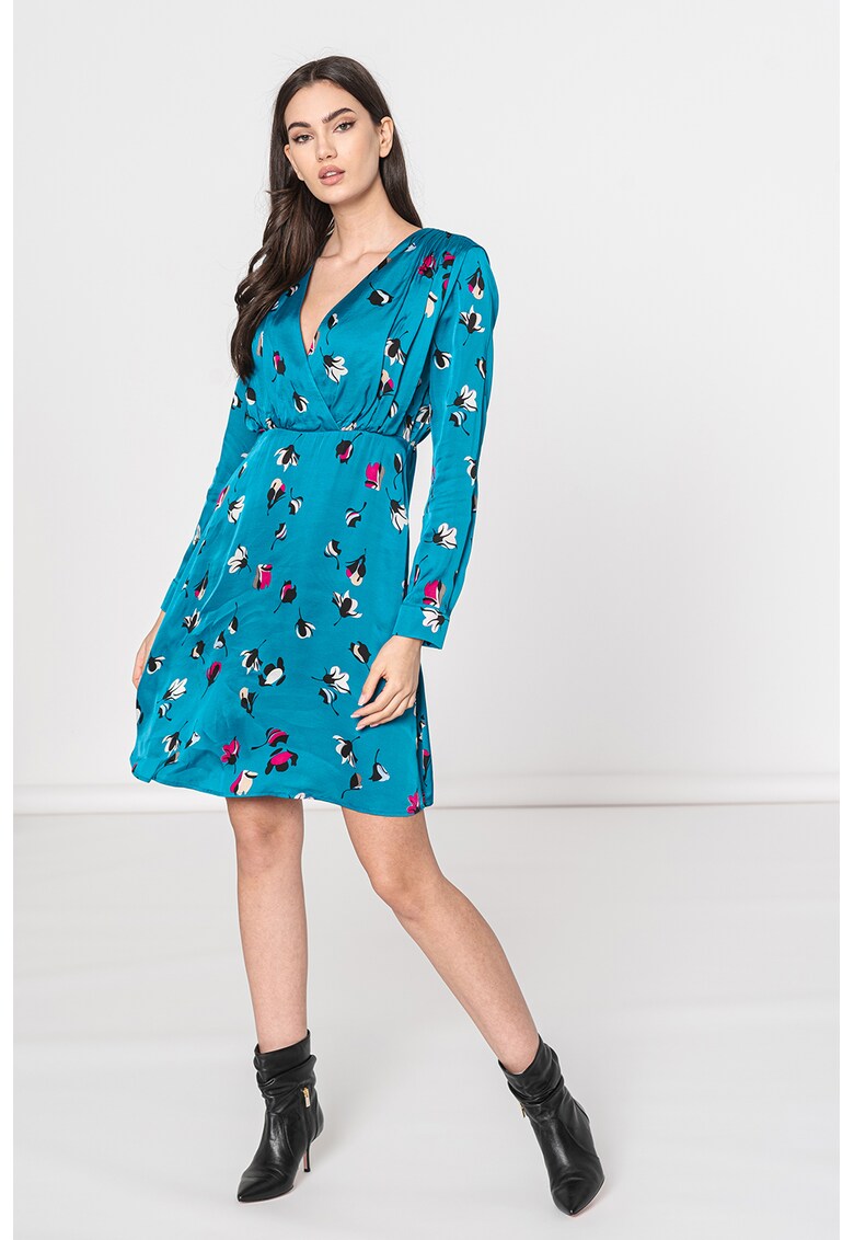 Rochie mini cu decolteu in V si imprimeu floral