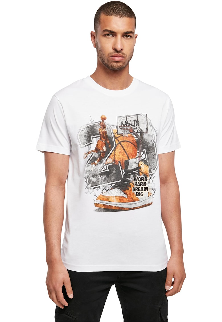 Tricou unisex cu decolteu la baza gatului si imprimeu grafic