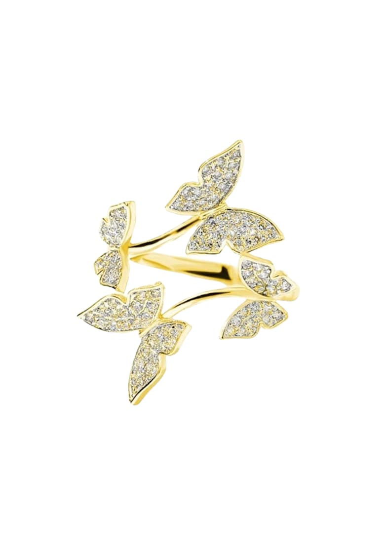 Inel auriu - ajustabil - cu fluturi si pietre din zirconiu - Tabea C6 -