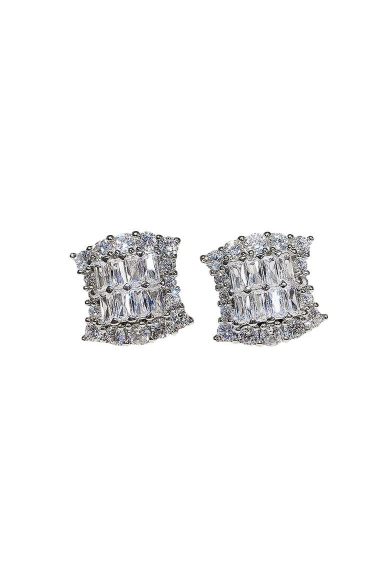 Cercei argintii - patrati - cu pietre din zirconiu - Stephie C5 -