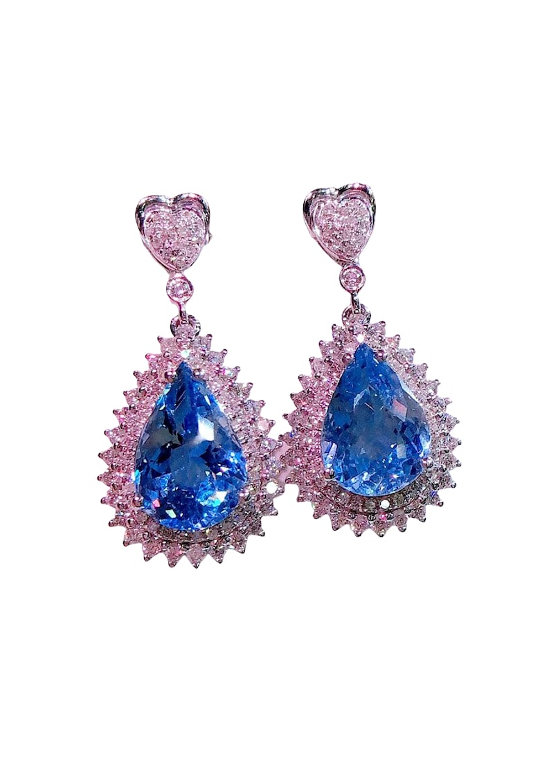 Cercei argintii - cu pietre albastre din zirconiu - Sten C5 -