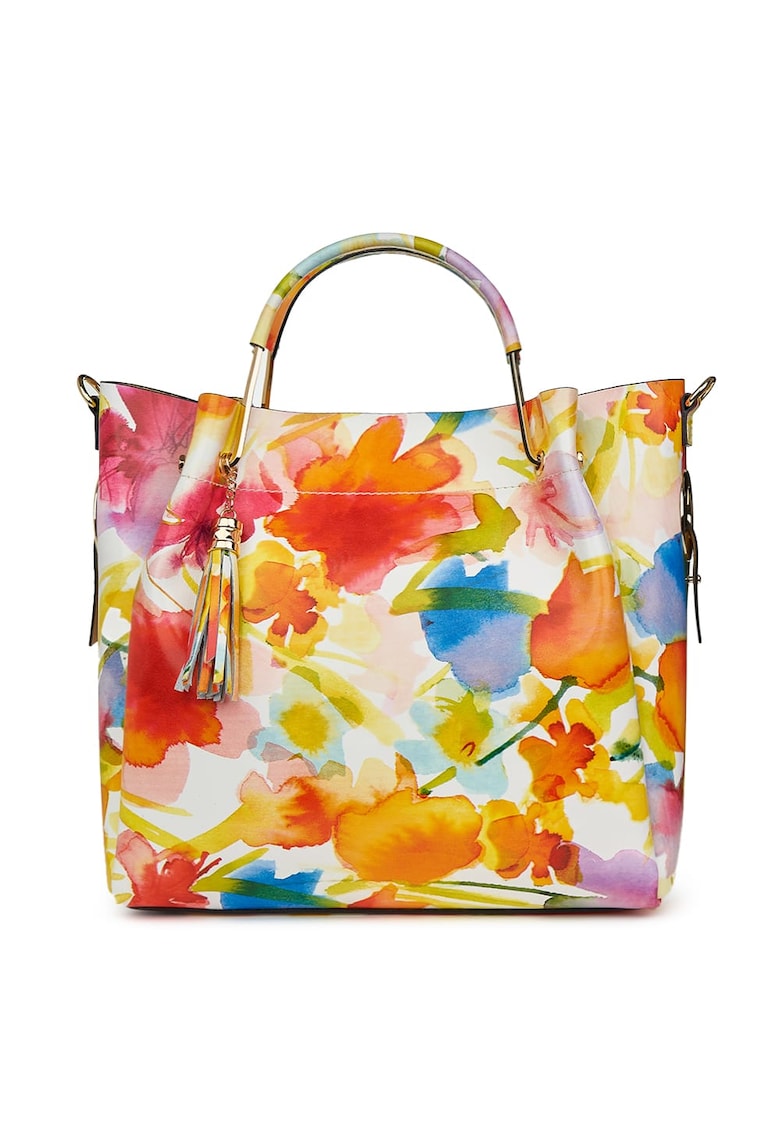 Geanta dama din piele naturala Fabiana cu model floral FF1