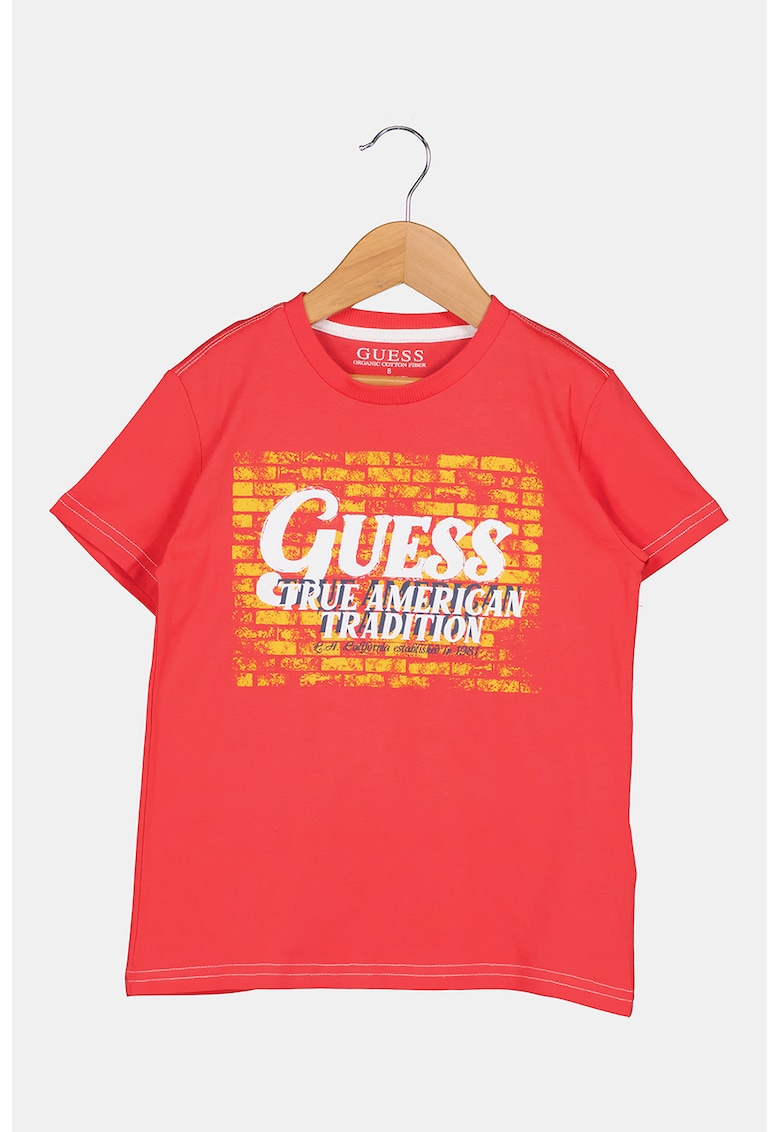 Tricou din bumbac cu imprimeu grafic si logo