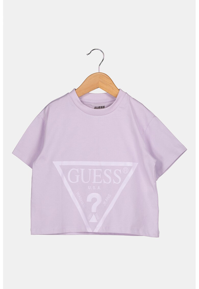 Къса памучна тениска с лого GUESS JEANS