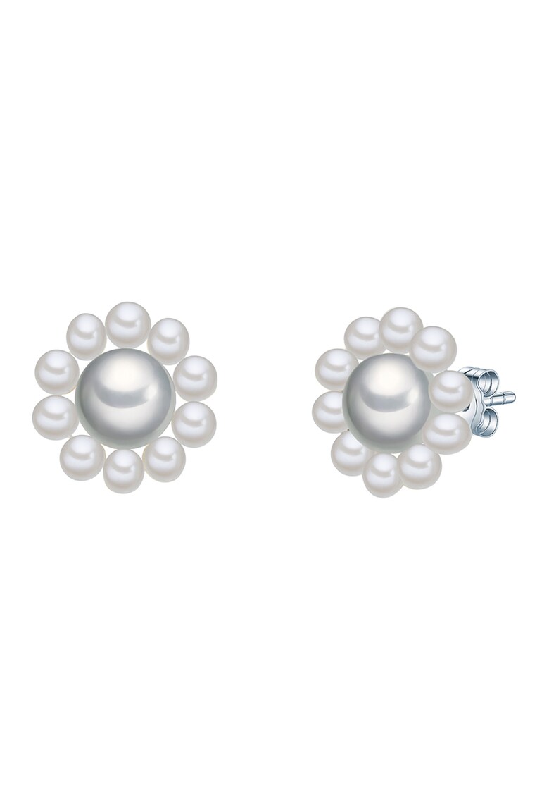 Cercei cu tija - perla si aspect contrastant