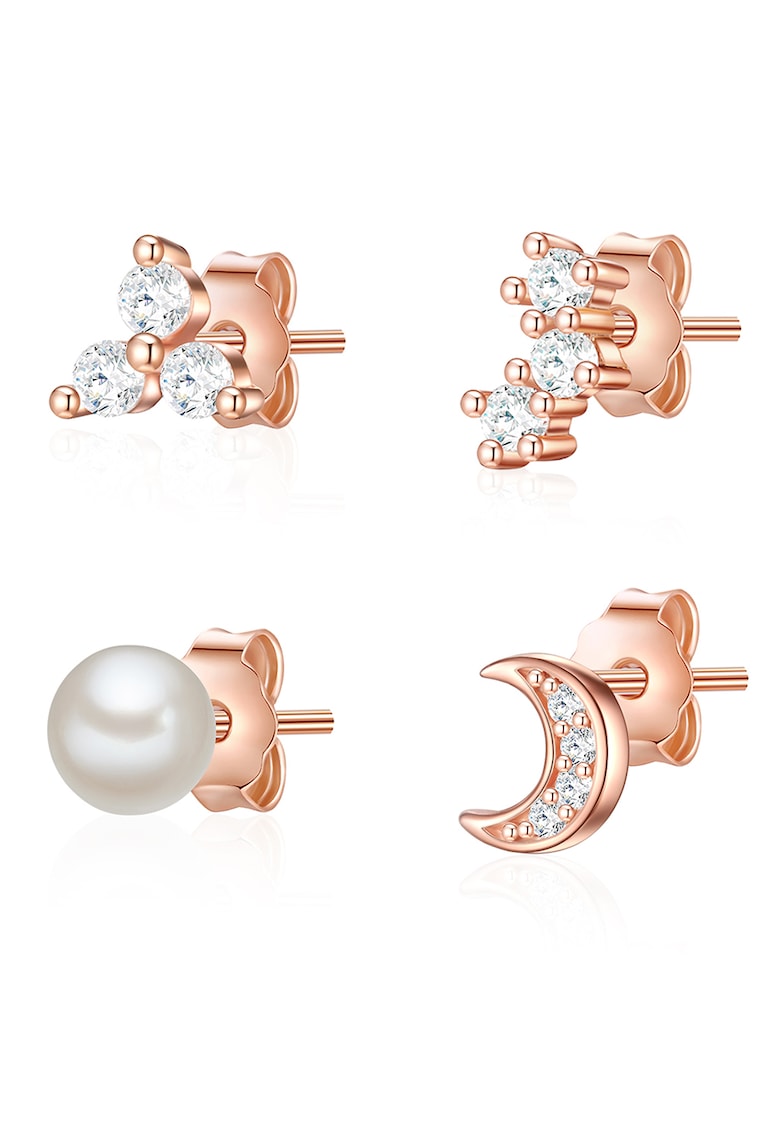 Обеци с циркони и перли - 4 части Nahla Jewels
