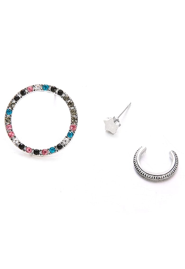 Set cercei argintii - cu pietre multicolore - Thana C10 -