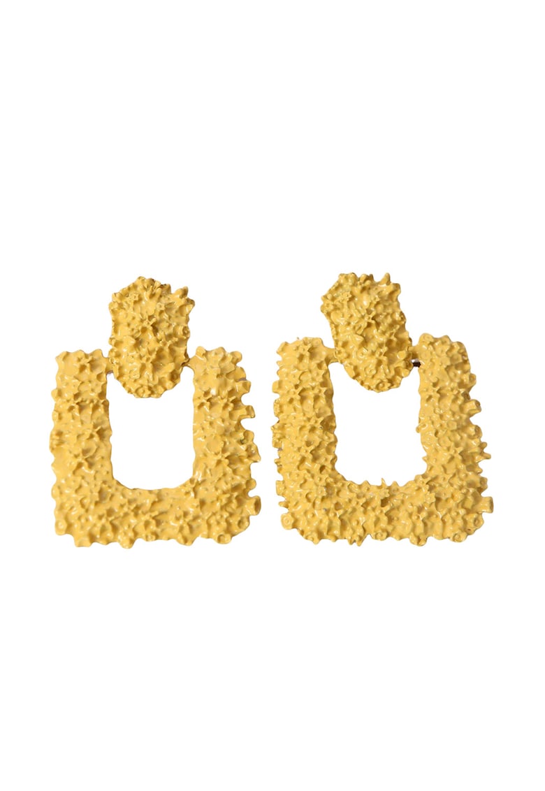 Cercei galbeni - patrati - cu textura incretita - Sixtus C4 -