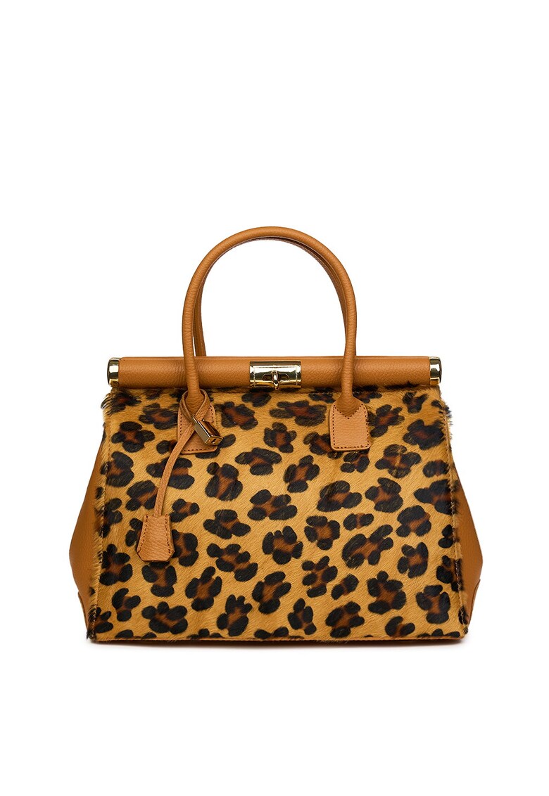 Geanta piele cu par de ponei Bianca - Animal print