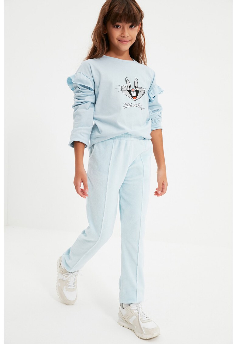Pantaloni sport de catifea cu buzunare laterale