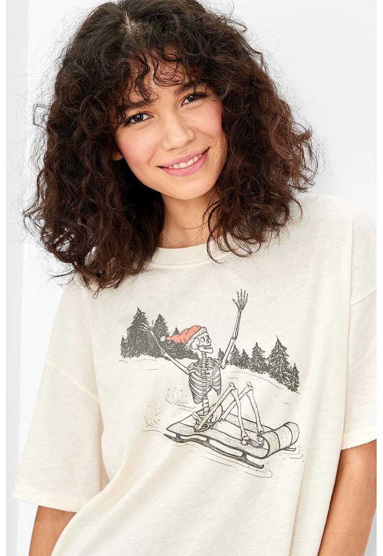 Свободна тениска с десен American Eagle