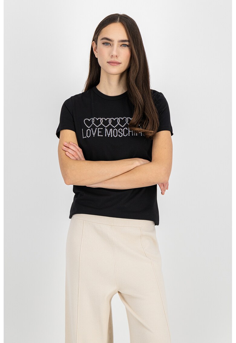 Love Moschino Тениска с овално деколте и лого за Жени Love Moschino Тениска с овално деколте и лого за Жени