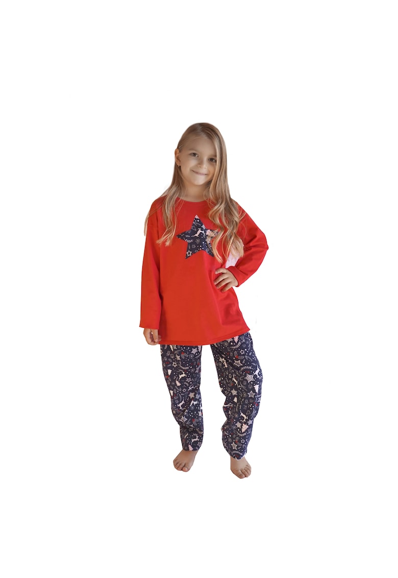 Pijama fetite din bumbac Christmas PCI14 - multicolor - 4/5 ani