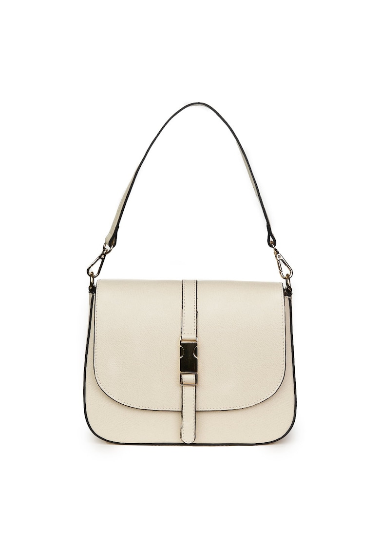 Poseta din piele naturala Aretha fucsia - Crem