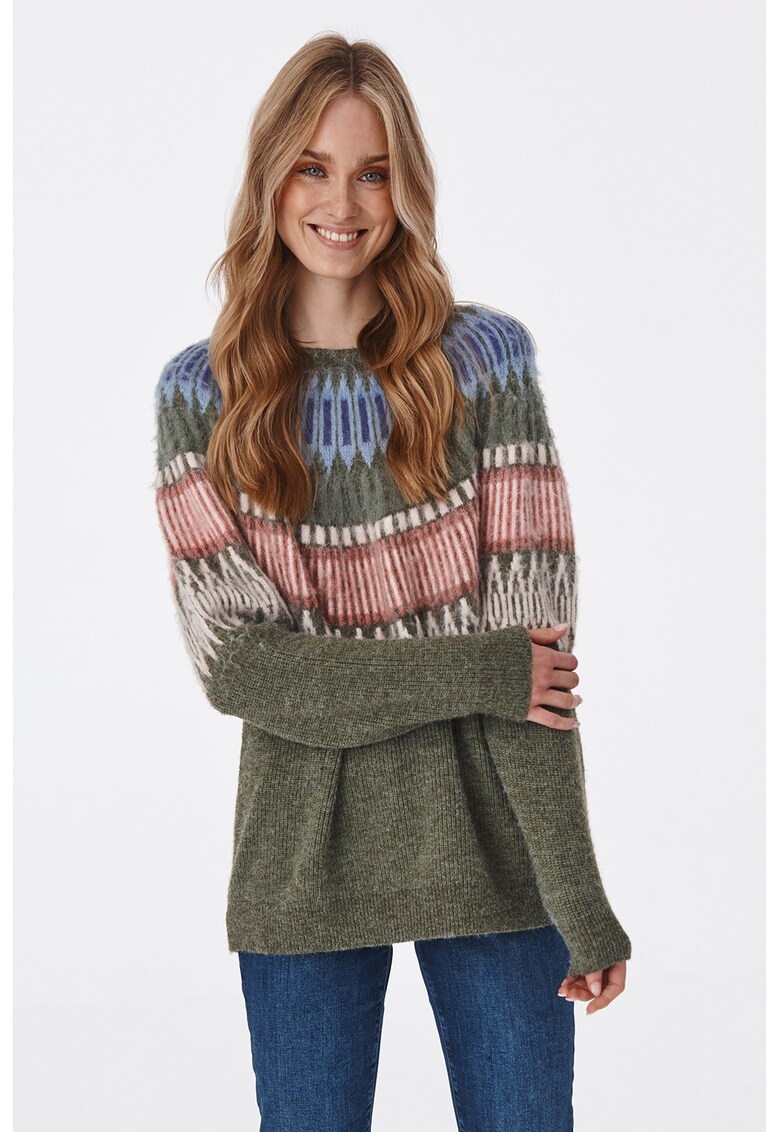 Pulover din amestec de lana cu model grafic fashiondays imagine noua