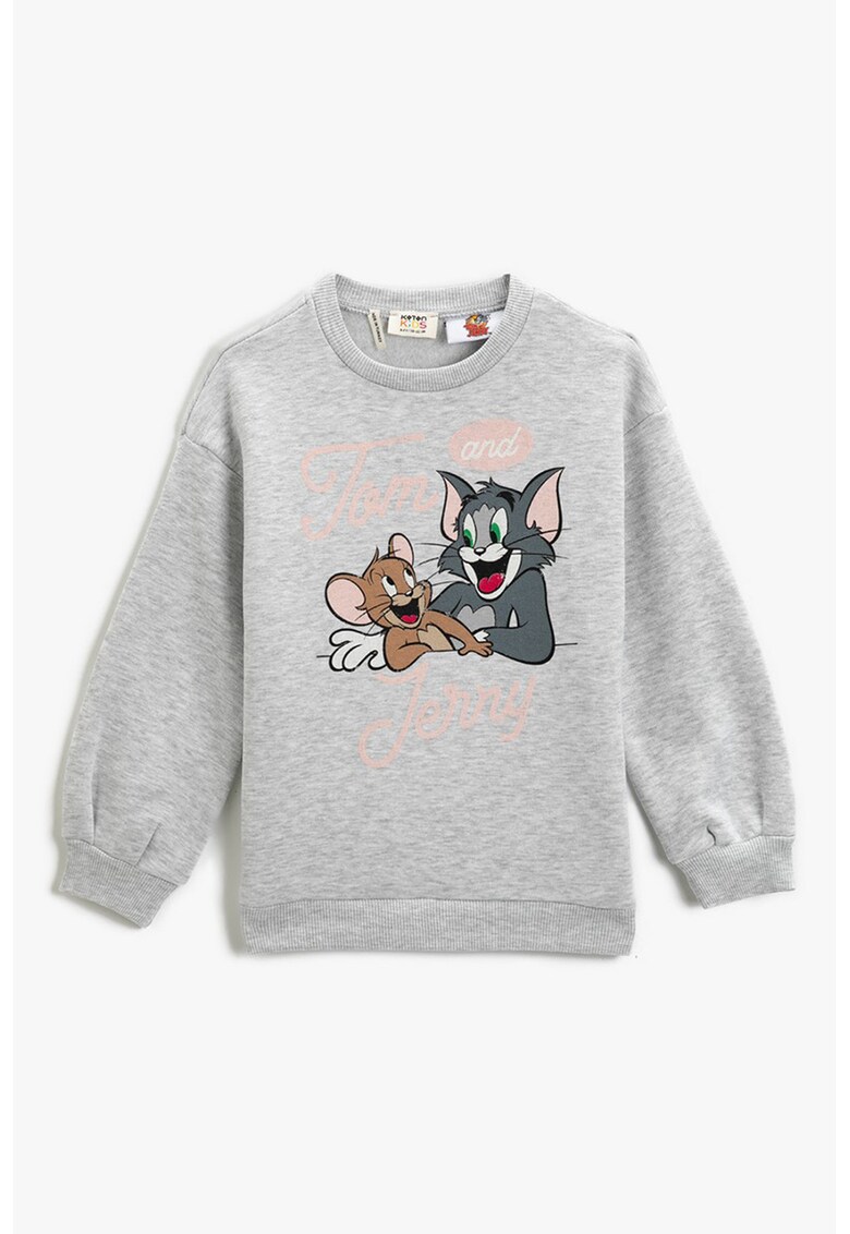 Bluza sport cu decolteu la baza gatului si imprimeu cu Tom & Jerry