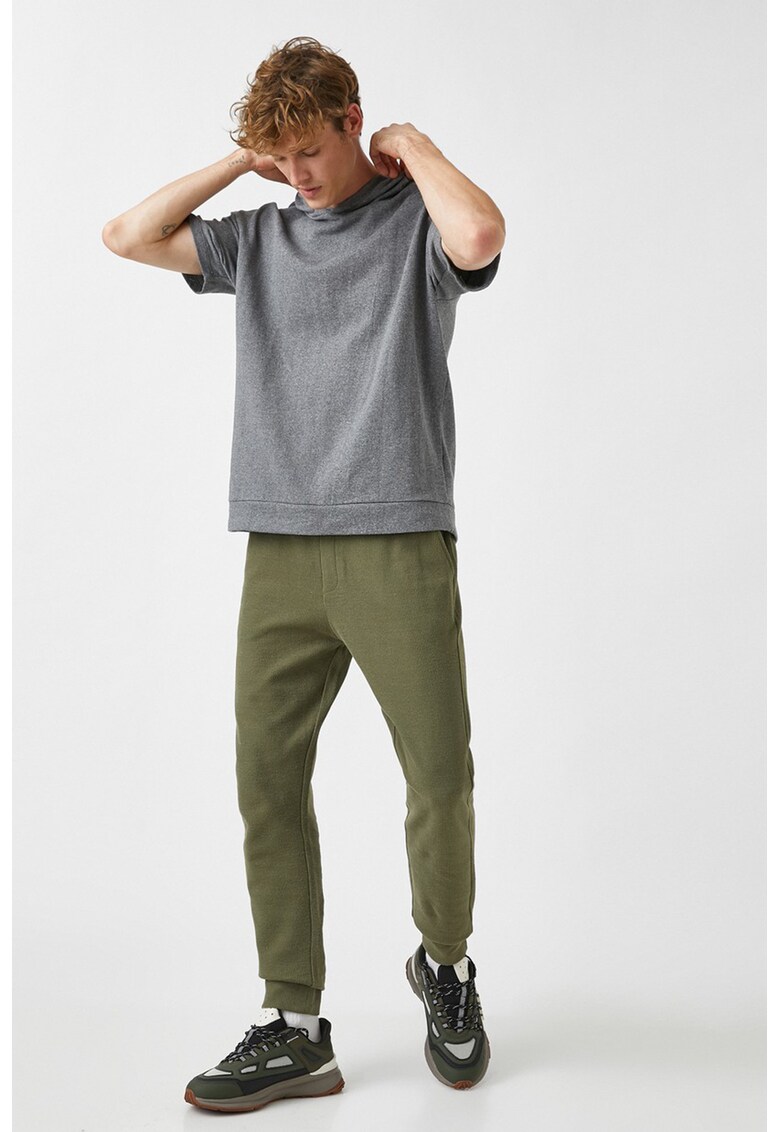 Pantaloni sport din amestec de bumbac cu talie ajustabila