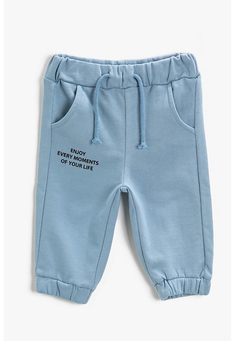 Pantaloni sport de bumbac cu imprimeu text