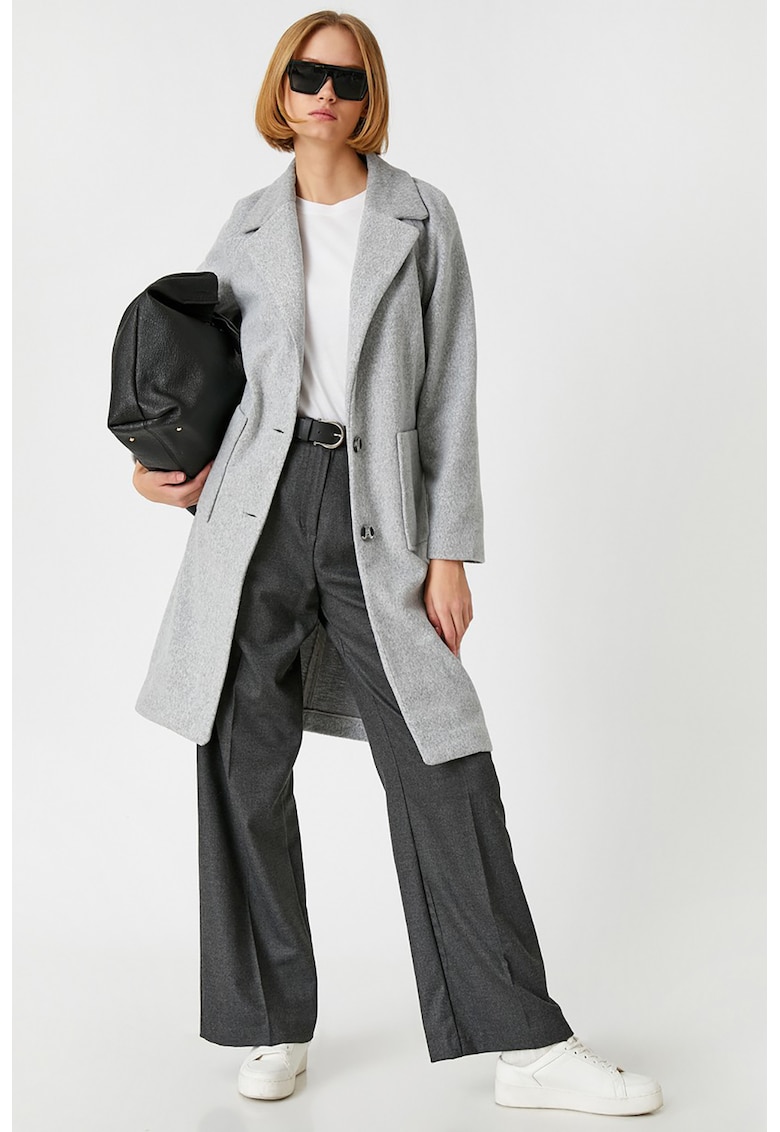 Palton cu revere decupate si buzunare aplicate fashiondays.ro