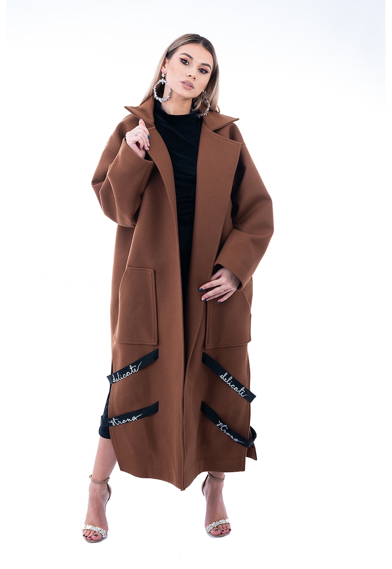 Palton supradimensionat din lana cu buzunare