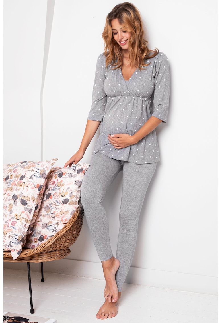 Pijama cu imprimeu cu buline – pentru gravide Manu Envie de Fraise imagine noua