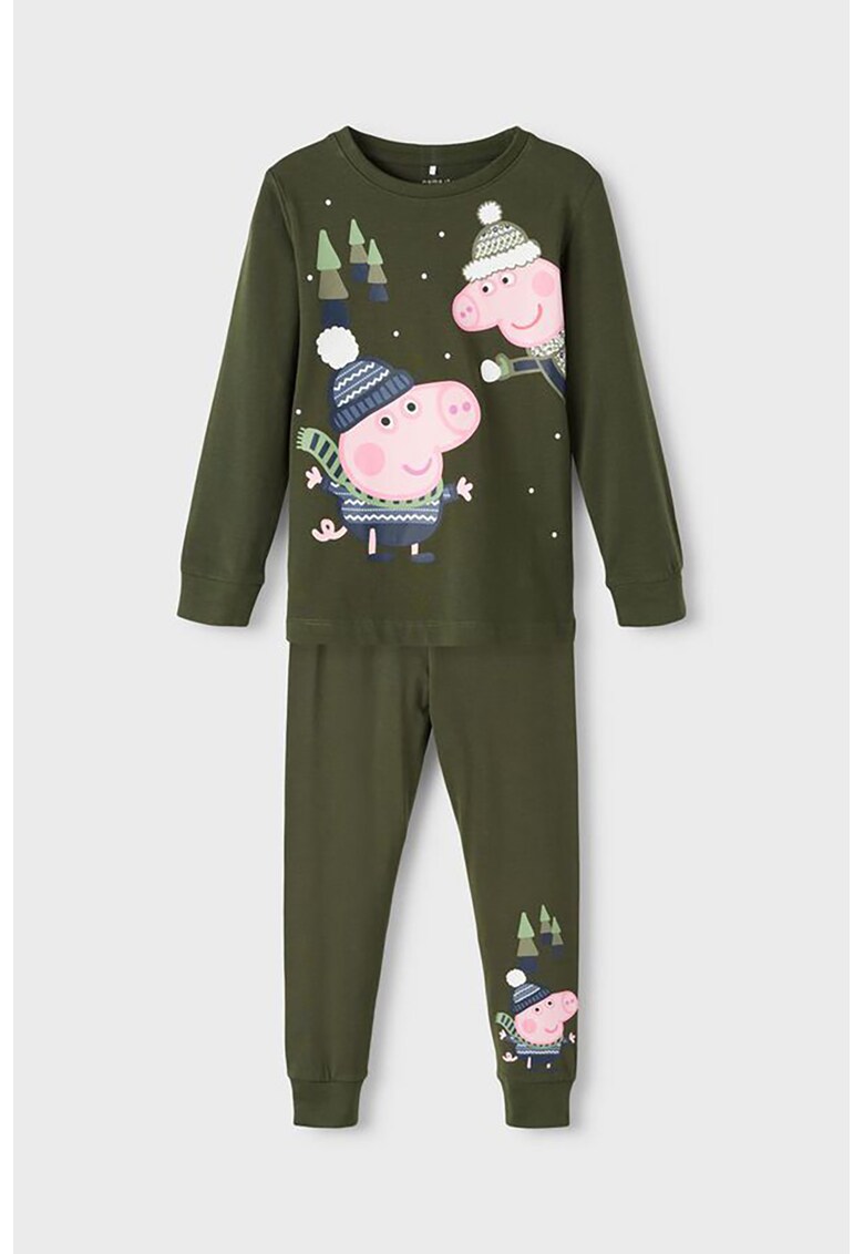 Pijama din amestec de bumbac organic cu imprimeu Peppa Pig