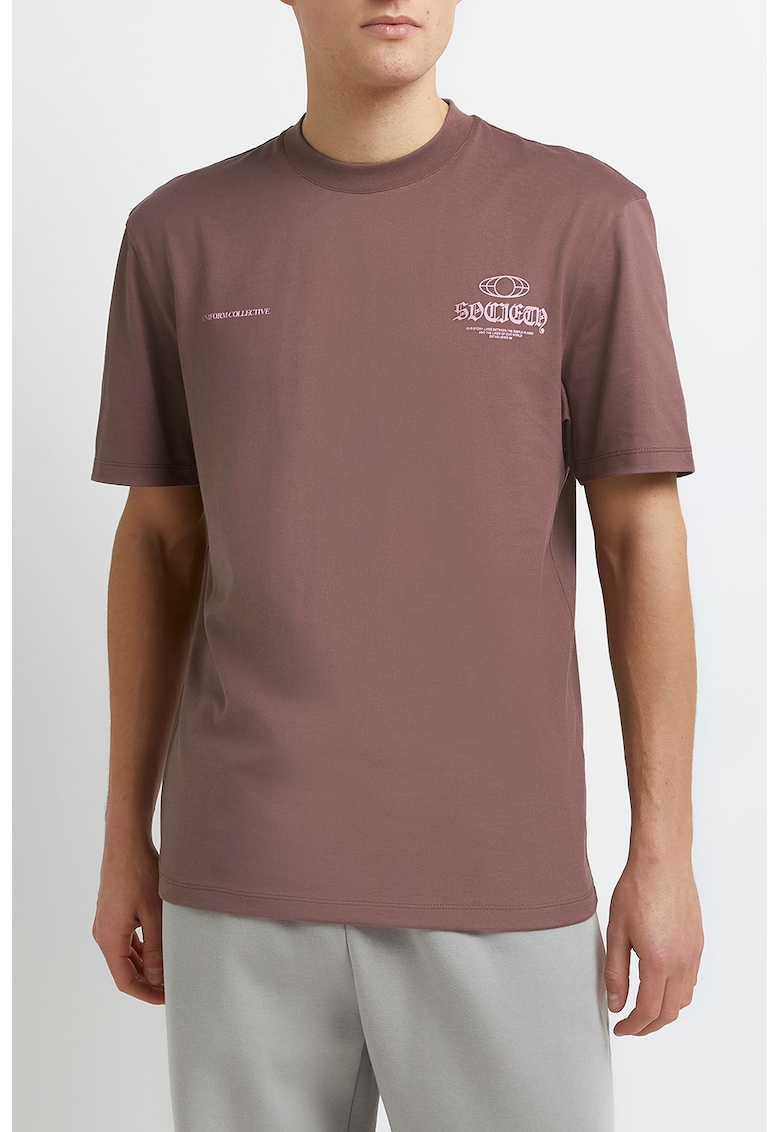 Tricou de bumbac cu imprimeu - Violet prafuit
