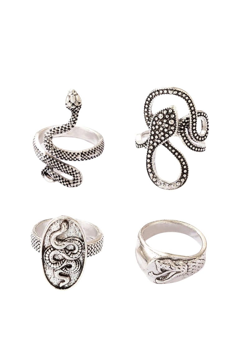 Set 4 inele - argintii - cu serpi - Toya C14 -