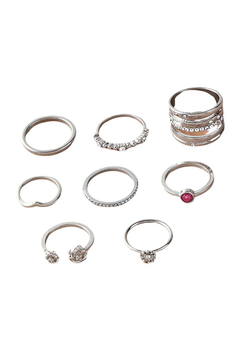 Set 8 inele - argintii - cu pietre - Torsten C14 -