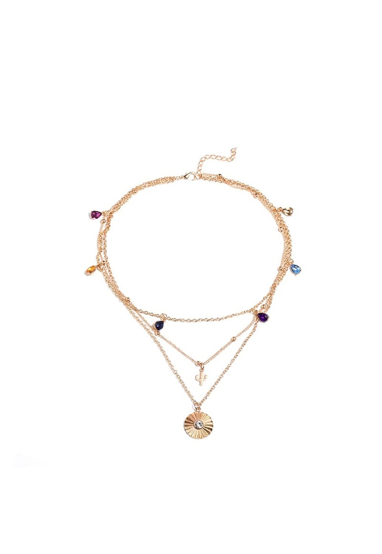 Colier in 3 straturi - auriu - cu pietre - Agnes C21 -