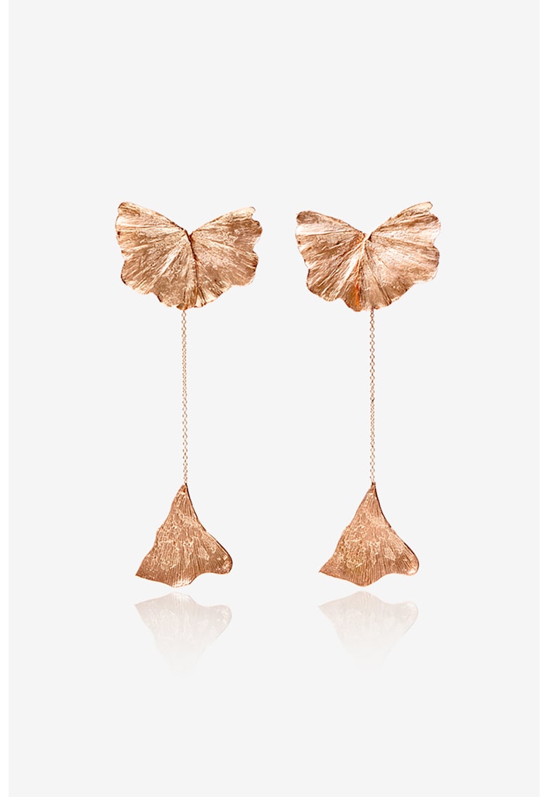 Cercei drop de argint veritabil placati cu aur rose de 18K fashiondays imagine noua