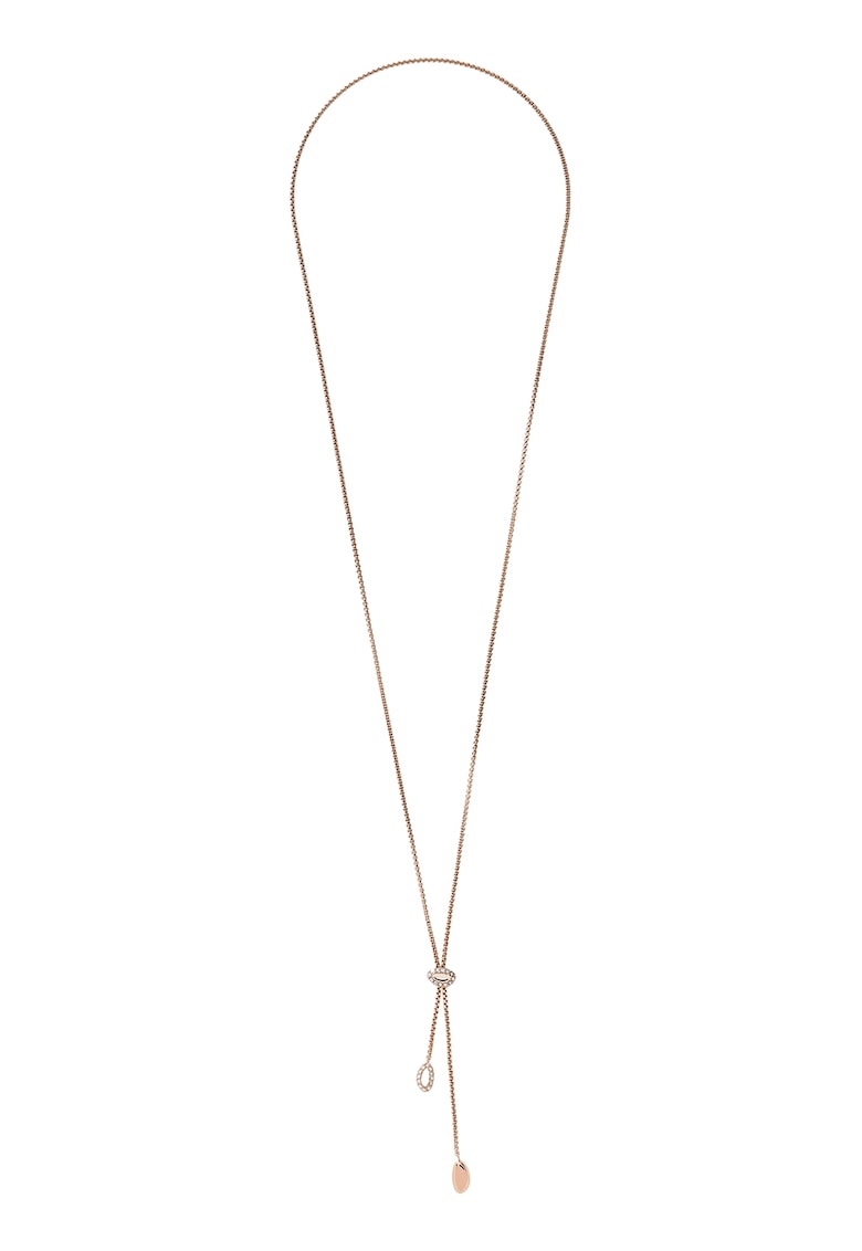 Colier din otel inoxidabil decorat cu cristale - auriu rose