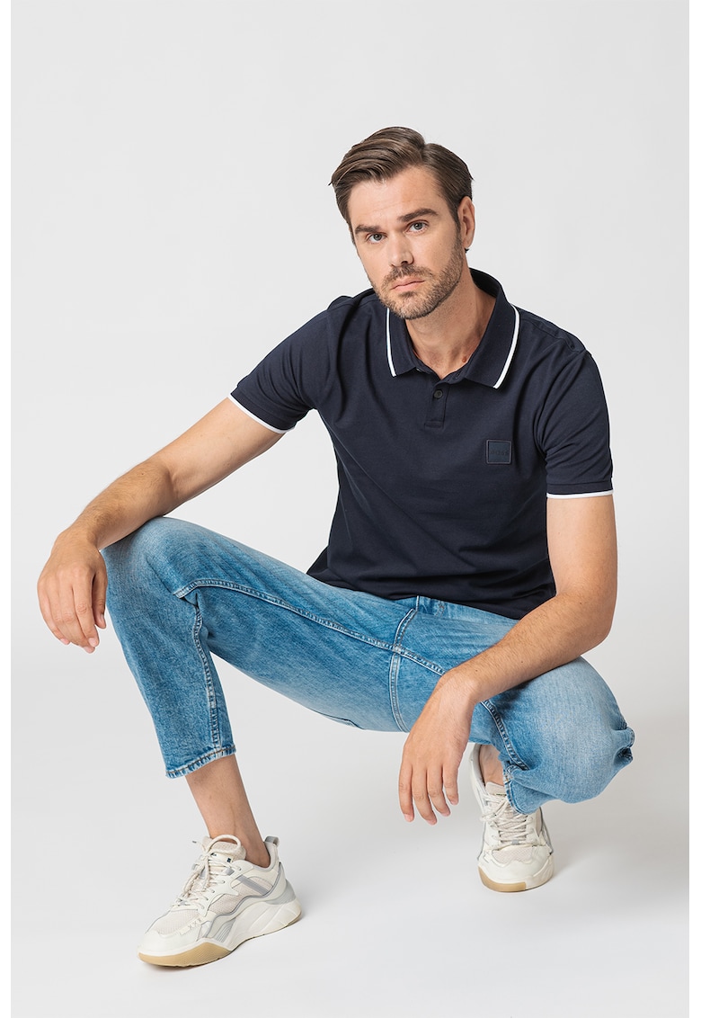 Tricou polo slim fit Passertip - Bleumarin