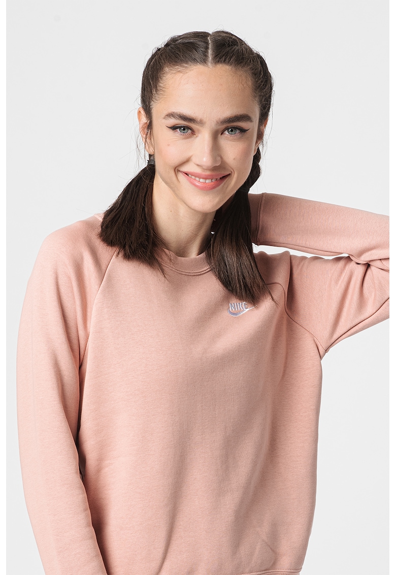 Bluza sport cu logo si maneci raglan Essential - Roz prafuit