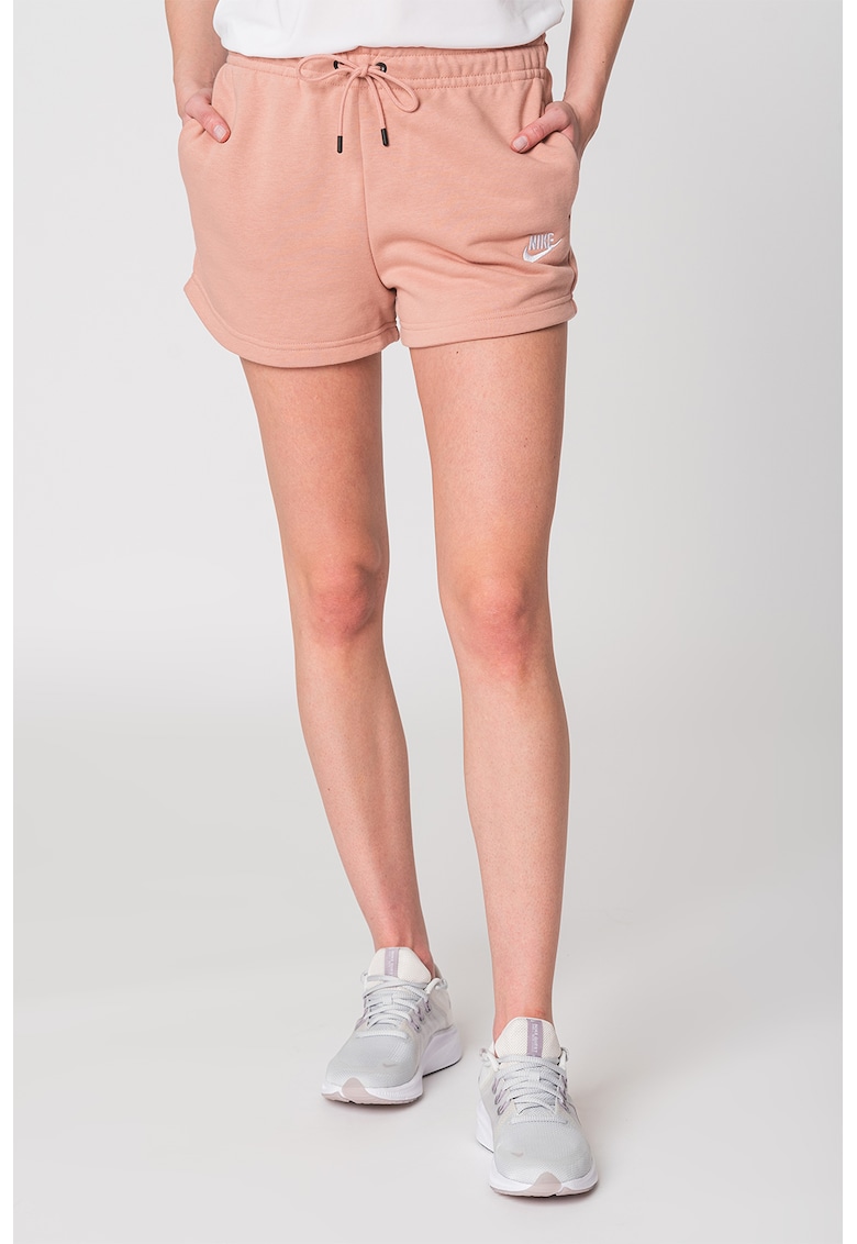 Pantaloni scurti cu snur in talie Essentials - Roz deschis