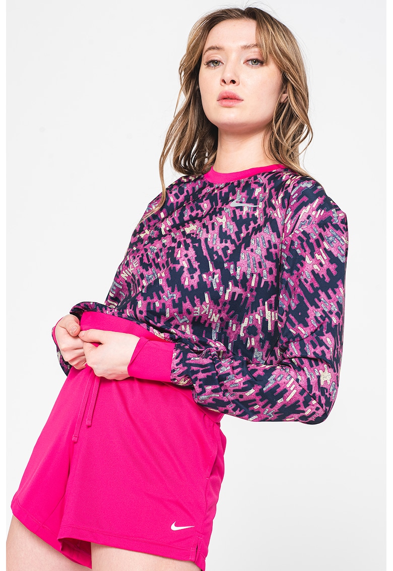 Bluza cu tehnologie Dri-Fit si imprimeu - pentru alergare Pacer - Mov inchis/Ametist