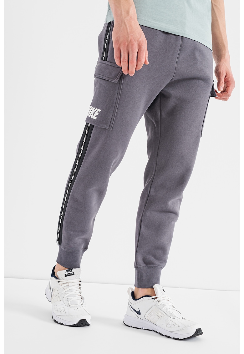 Pantaloni sport cargo cu banda logo laterala Repeat