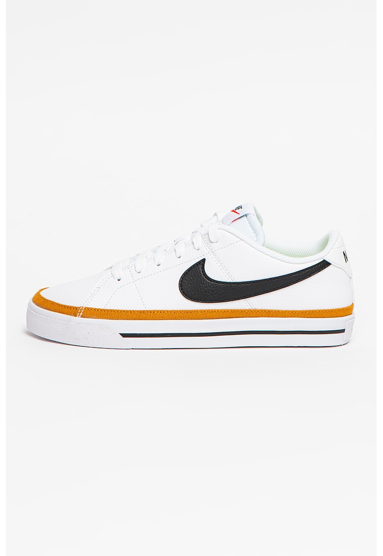 Pantofi sport de piele ecologica cu imprimeu logo Court Legacy - Alb/Negru/Maro