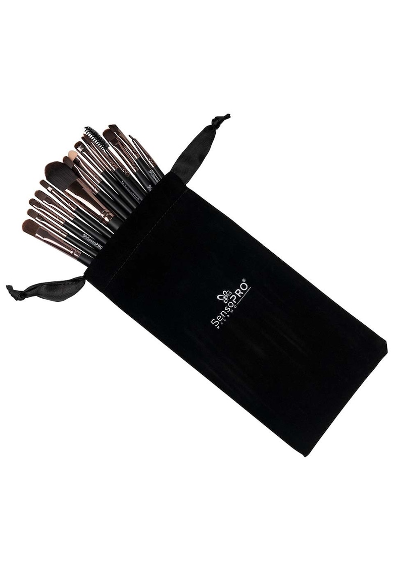 Set 15 pensule machiaj  Negre - Husa depozitare inclusa