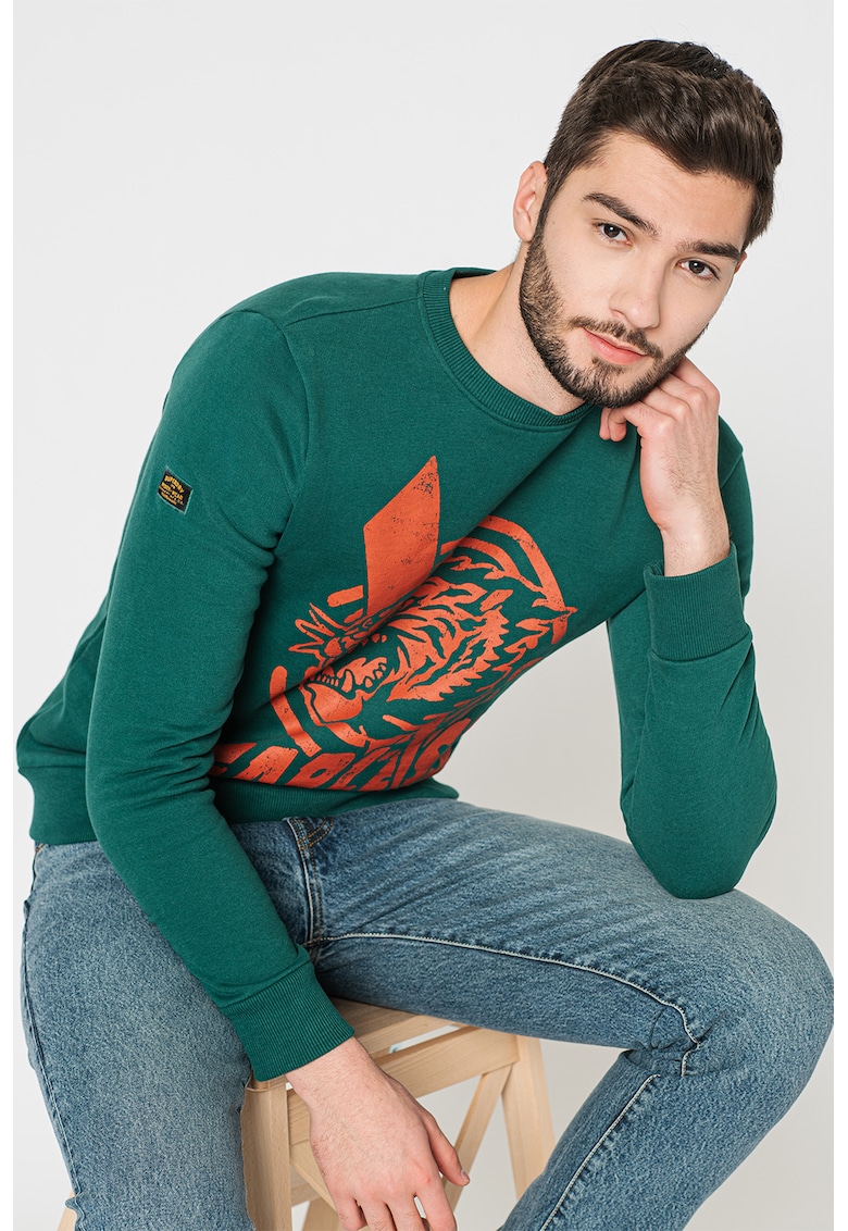 Суитшърт с овално деколте и щампа SUPERDRY