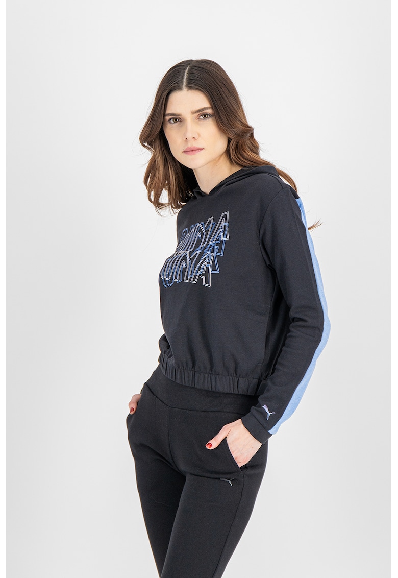 Hanorac crop cu imprimeu logo Feel It