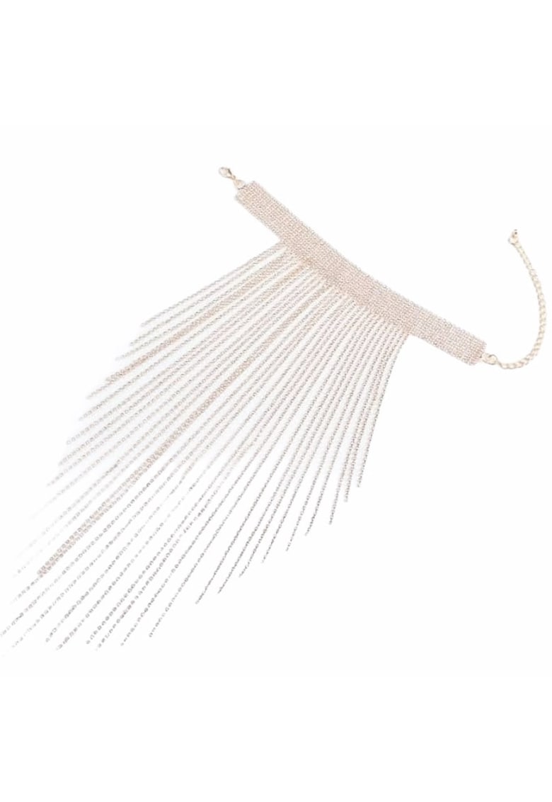 Colier choker auriu - cu franjuri si pietre - Maline C5 -