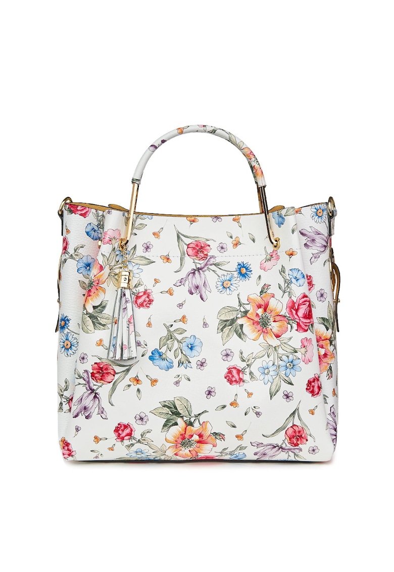 Geanta dama din piele naturala Fabiana cu model - Flori