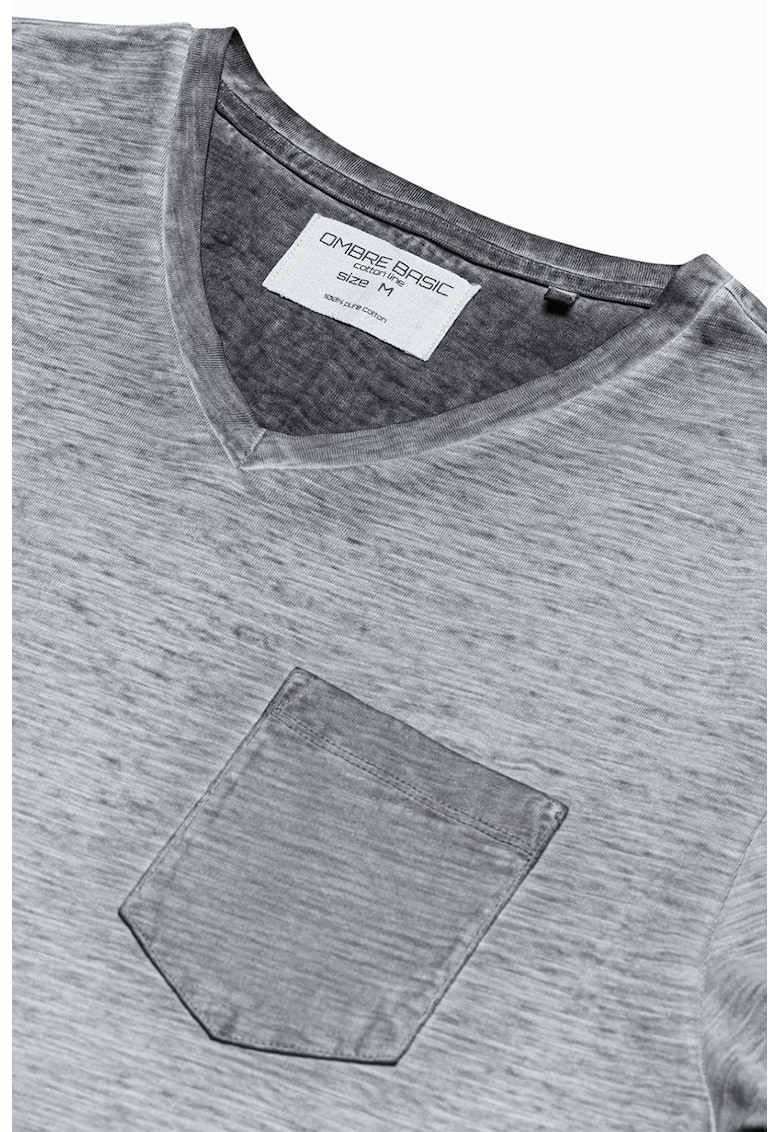 Tricou din bumbac cu buzunar pe piept - Gri