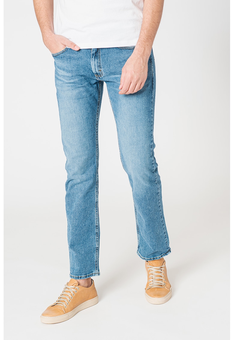 Blugi slim fit cu aspect decolorat