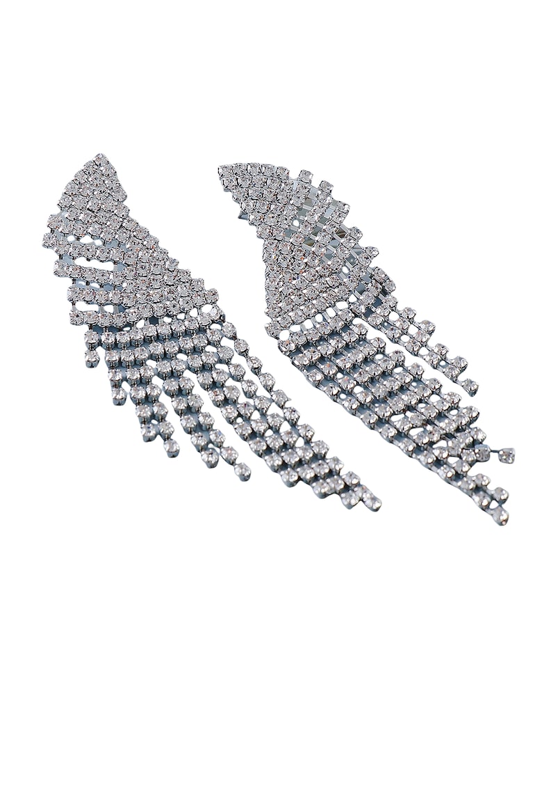 Cercei argintii - lungi - cu franjuri si pietre - Andreia C6 -