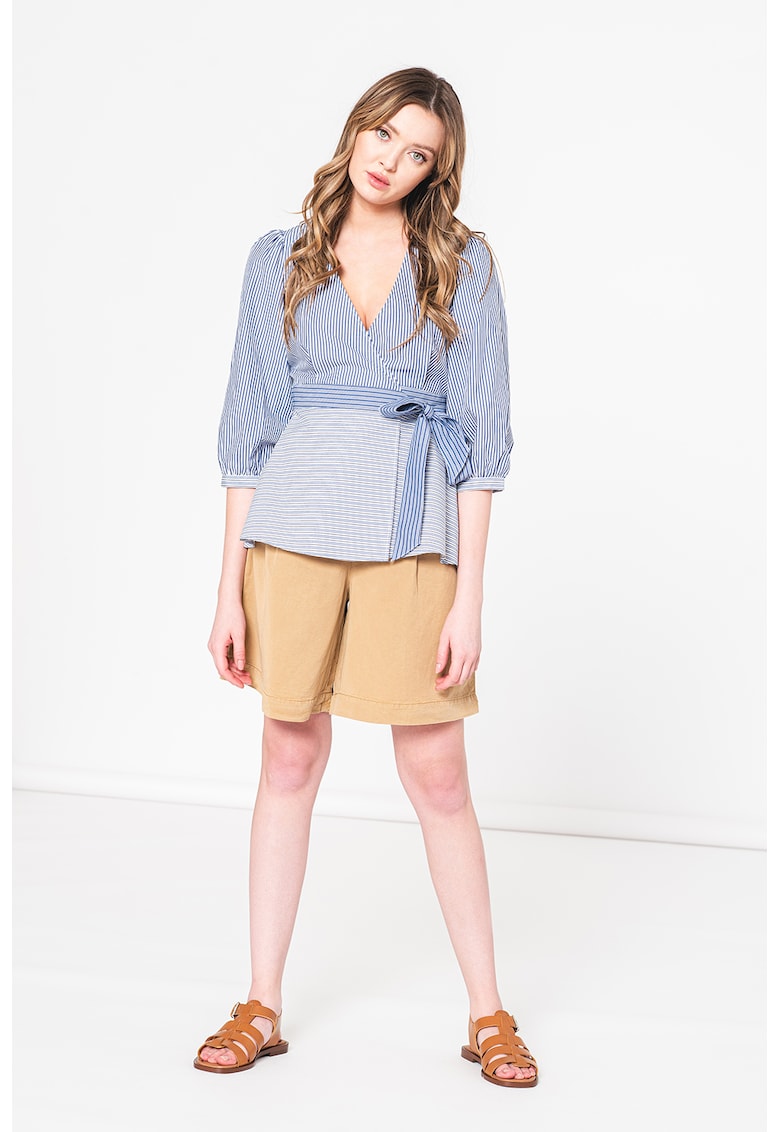 Bluza cu croiala petrecuta si model in dungi Bluză imagine noua